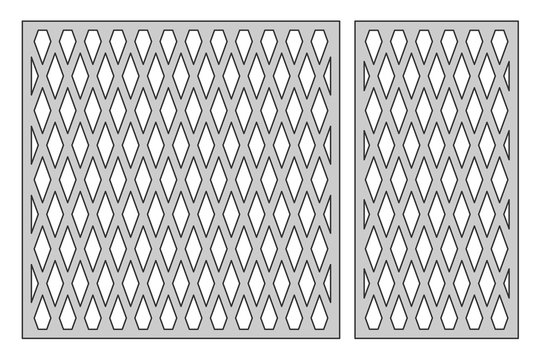 Set template for cutting. Square pattern. Laser cut. Ratio 1:1, 1:2. Vector illustration.