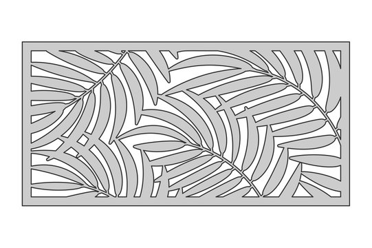 Template for cutting. Palm leaves pattern. Laser cut. Ratio 1:2. Vector illustration.