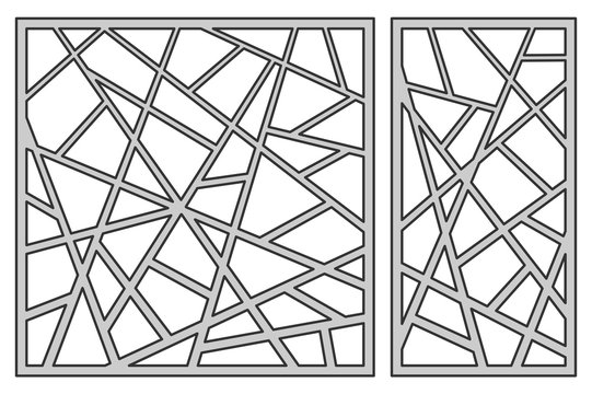 Set template for cutting. Square line diagonal pattern. Laser cut. Ratio 1:1, 1:2. Vector illustration.