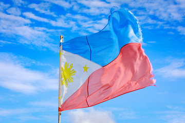 Philippines flag waving in the sky