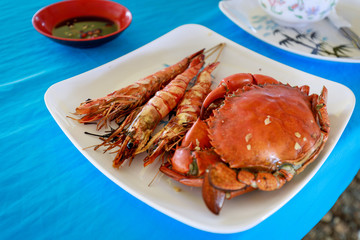 Grilled seafood from Boracay hopping tour in Philippines