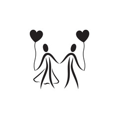 couple in love with the balls of the heart icon. Valentine's Day elements. Premium quality graphic design icon. Simple love icon for websites, web design, mobile app, info graphics