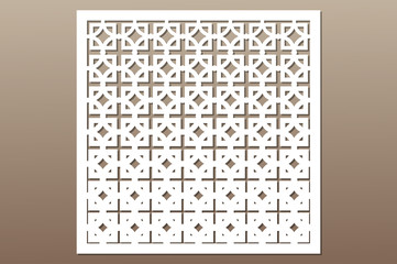 Decorative card for cutting. Square repeat pattern. Laser cut. Ratio 1:1. Vector illustration.