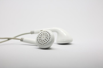 white Earphones On white background