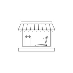 shop for selling sports instruments icon. Hypermarket and goods for sale elements. Premium quality graphic design icon. Simple love icon for websites, web design, mobile app