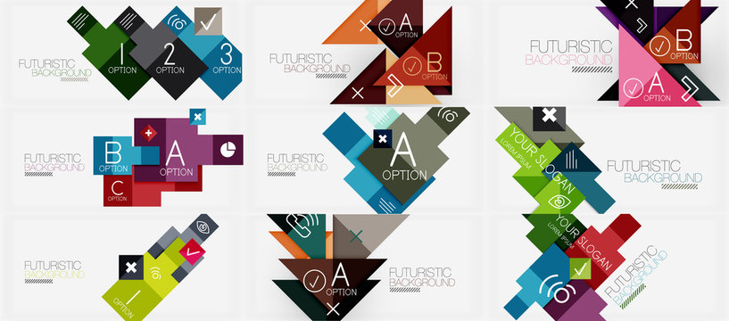 Collection of geometric composition banner templates