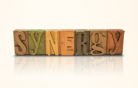 Synergy Word Block Letters - Isolated White Background