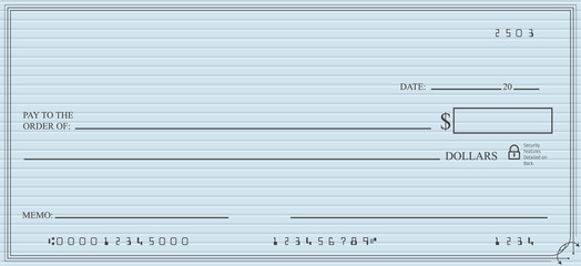 Blank Check with Open Space for Your Text