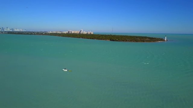 Aerial drone video Bill Baggs Cape Florida State Park and lighthouse
