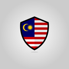 Malaysian Flag Flat Vector Shield Badge