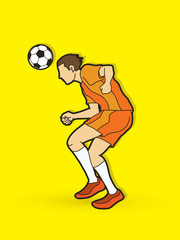 Soccer player bouncing a ball action graphic vector