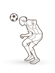 Soccer player bouncing a ball action outline graphic vector