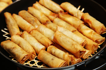 Fresh spring rolls in buffet corner  