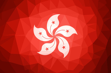 Hong Kong Flag Abstract polygon background.