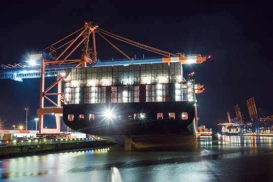 Containerschiffe, Beladung, Hamburger Hafen 