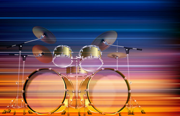 abstract grunge background with drum kit