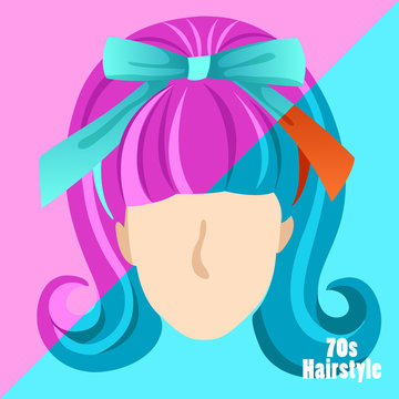 70s Vintage Hairstyle Set : Vector Illustration