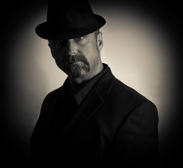 private detective in vintage sepia