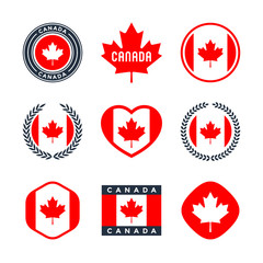 Canada flag, logo design graphics with the Canadian flag and red maple leaf