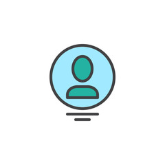 Person profile circle avatar filled outline icon, line vector sign, linear colorful pictogram isolated on white. User person symbol, logo illustration. Pixel perfect vector graphics
