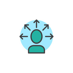 Business solution filled outline icon, line vector sign, linear colorful pictogram isolated on white. Choosing career way symbol, logo illustration. Pixel perfect vector graphics