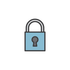 Padlock with keyhole filled outline icon, line vector sign, linear colorful pictogram isolated on white. Lock password symbol, logo illustration. Pixel perfect vector graphics