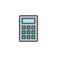 Calculator filled outline icon, line vector sign, linear colorful pictogram isolated on white. Symbol, logo illustration. Pixel perfect vector graphics