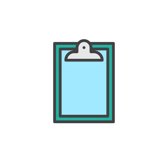 Paper clipboard filled outline icon, line vector sign, linear colorful pictogram isolated on white. Symbol, logo illustration. Pixel perfect vector graphics