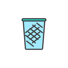 Trash can filled outline icon, line vector sign, linear colorful pictogram isolated on white. Recycle bin symbol, logo illustration. Pixel perfect vector graphics