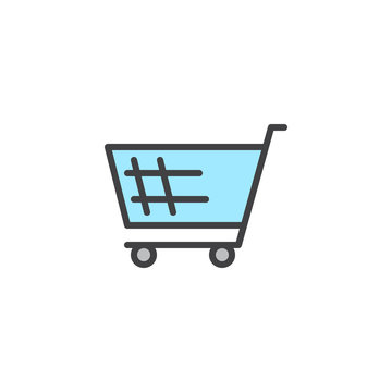 Shopping cart filled outline icon, line vector sign, linear colorful pictogram isolated on white. Trolley symbol, logo illustration. Pixel perfect vector graphics