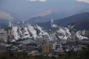 Obraz premium 日本観光地・大分 別府温泉一望