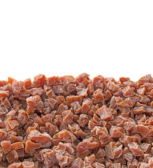 Pile of Dried Plum Slices on White Background, Clipping Path