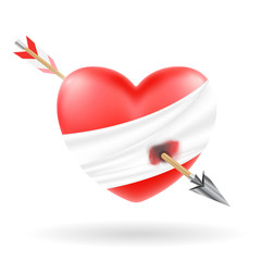 heart shooted by a bow arrow vector