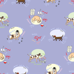 Seamless Pattern with Dogs