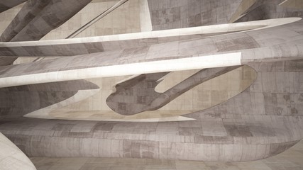 Empty dark abstract brown concrete room smooth interior. Architectural background.  3D illustration and rendering