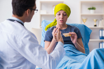 Cancer patient visiting doctor for medical consultation in clini