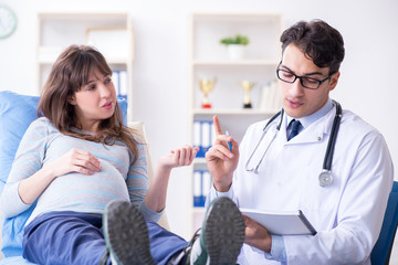 Pregnant woman visiting doctor for consultation