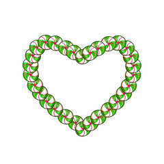 Obraz premium Green and white heart candy frame with space for text