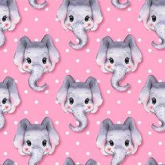 Watercolor elephant. Cute cartoon illustration, isolated on white background 7