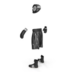 Boxer Black Suit on white. 3D illustration