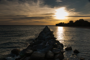 Stone Pier at Toronto Island at Sunset