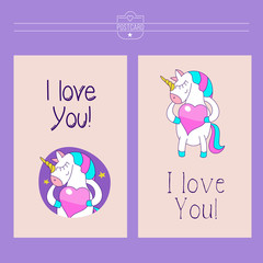 Unicorns Valentine's day illustration.