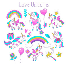 Unicorns Valentine's day illustration.