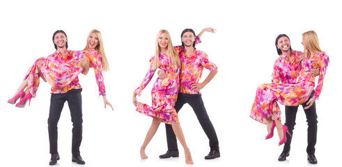 Fototapeta premium Pair dancing isolated on the white