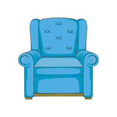 Blue armchair hand drawn vector Illustration