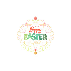 Happy Easter. Hand Drawing Vector Lettering design. Can be used for posters, postcards, prints on clothes.
