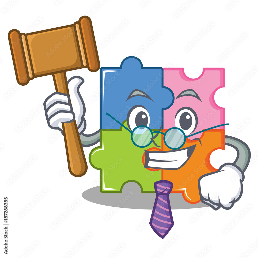 Sticker judge puzzle mascot cartoon style