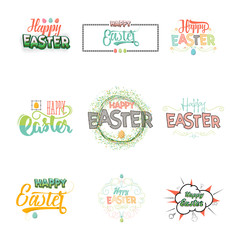 Happy Easter set banners. Hand Drawing Vector Lettering design. Can be used for posters, postcards, prints on clothes.