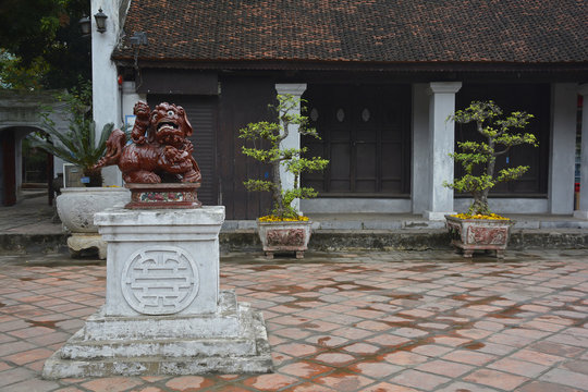 A Guardian Lion, also called a Foo Dog, in the Temple of Literature in Hanoi, Vietnam
