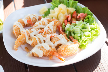 Fried Shrimp in restaurant
